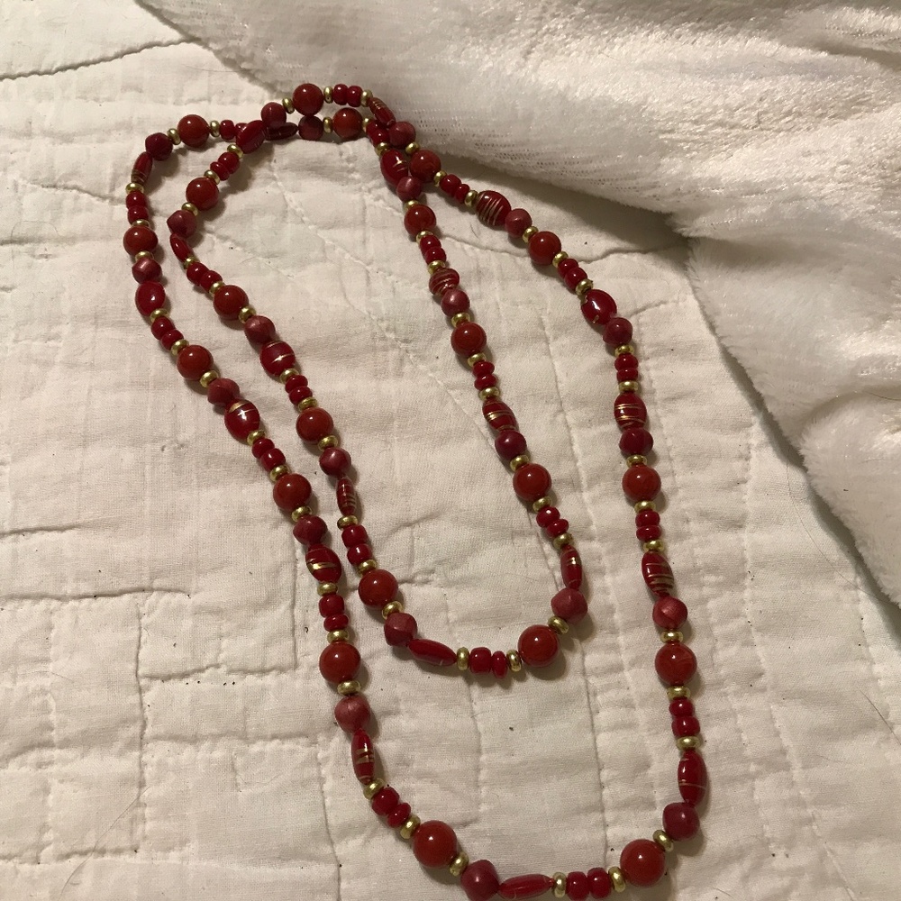 Vintage brown beads Necklace 18 “ long